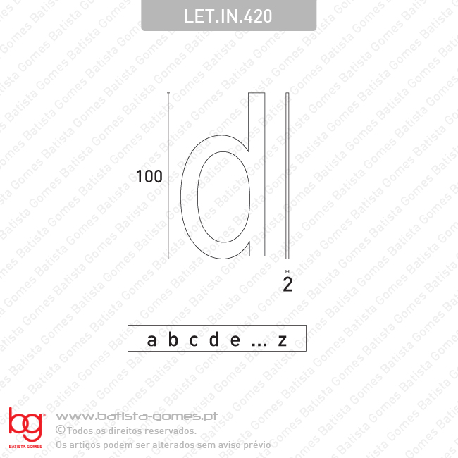 Letras min�sculas 100mm (a ... z) - INOX 304
